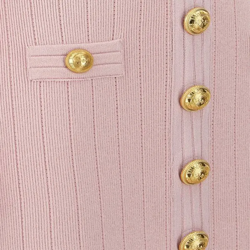 BALMAIN Logo Button Long Sleeved Mini Dress-4