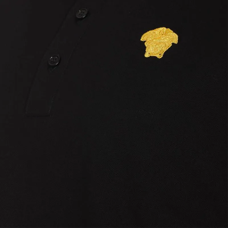 VERSACE Medusa Embroidered Short Sleeved Polo Shirt-5