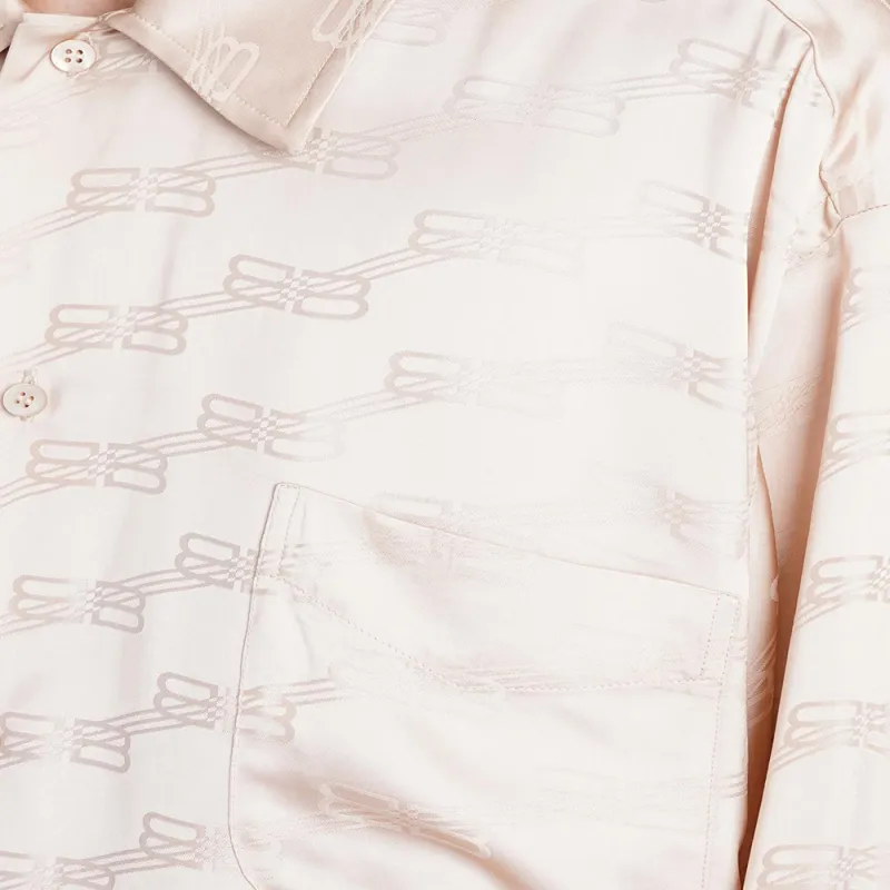 Balenciaga Logo Monogram Collared Long-Sleeve Shirt-5