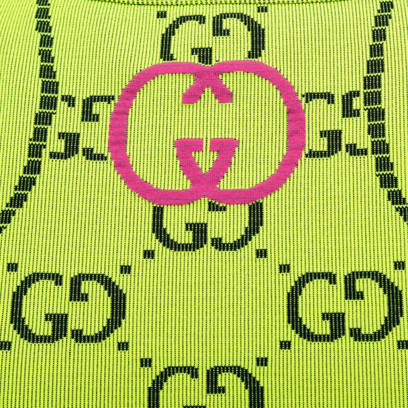 GUCCI Gg Jersey Jacquard Sleeveless Top 'Fluo Yellow/Black'-4