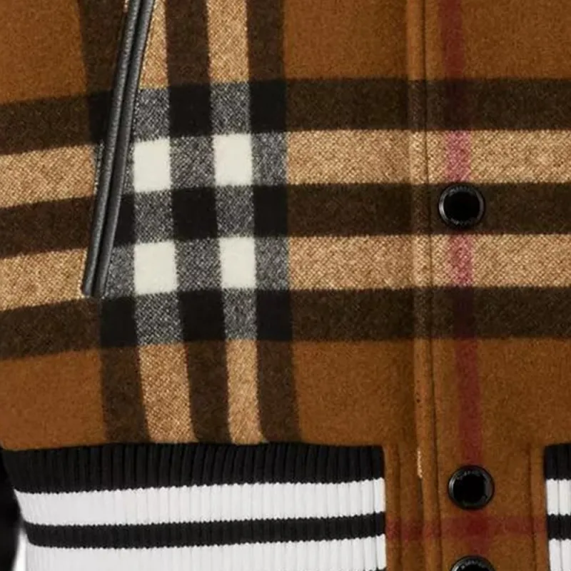 Burberry Check Technical Wool And Leather Bomber Jacket-7