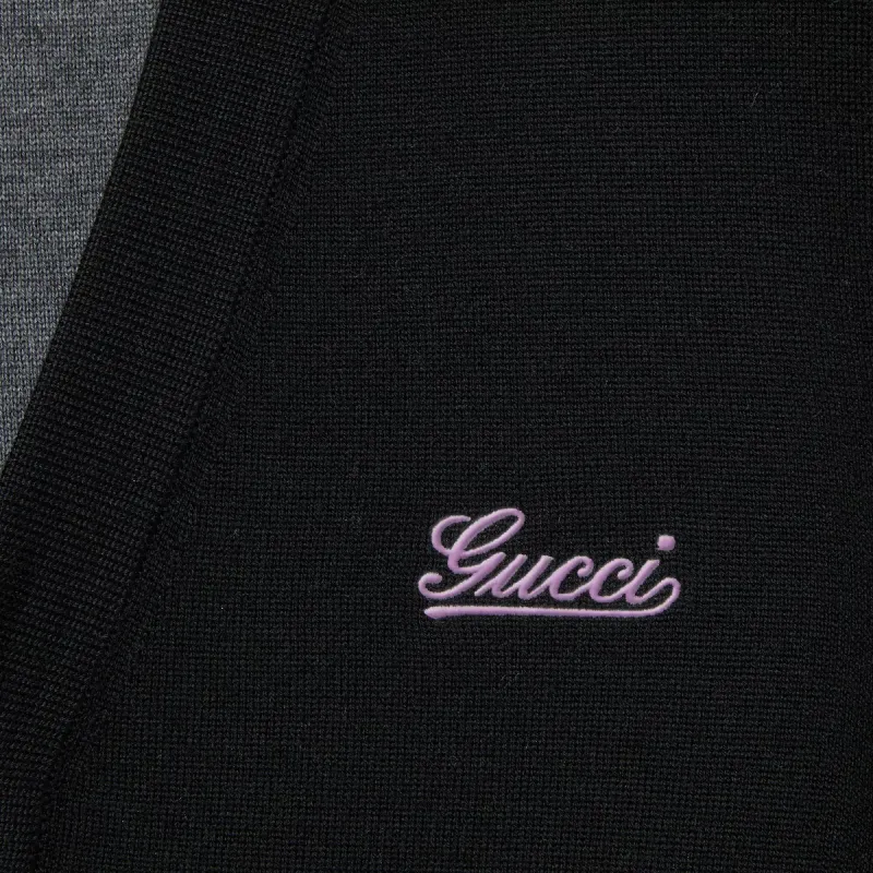 GUCCI Logo Embroidered Knit Cardigan-2