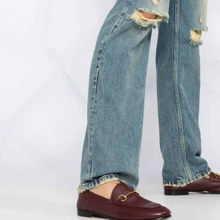 GUCCI Denim Trousers Women's Blue-4