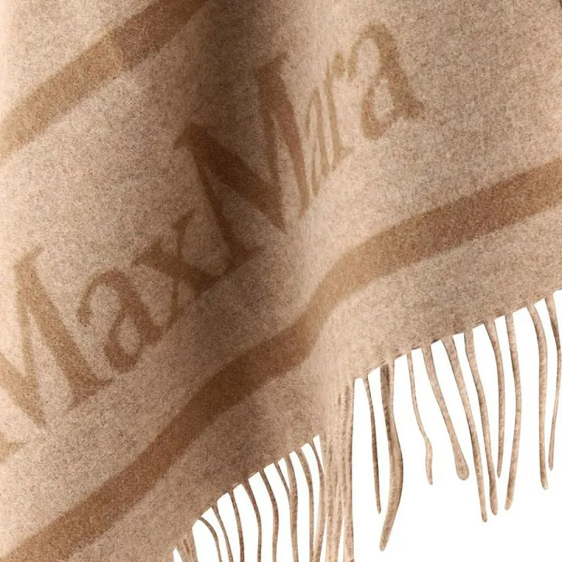 MaxMara Logo Detailed Fringed Cape-4