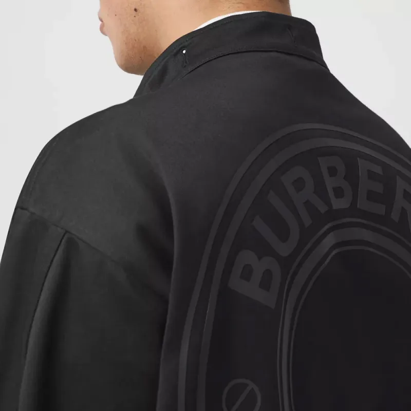 Burberry Logo Printed Drawstring Hooded Coat-5