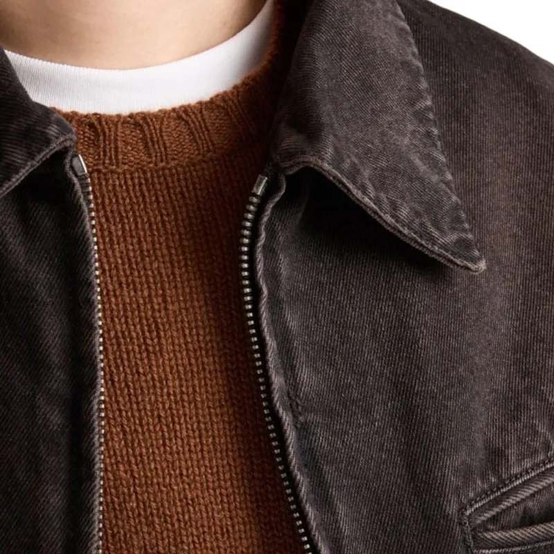 PRADA Zip Up Padded Denim Bomber Jacket-4