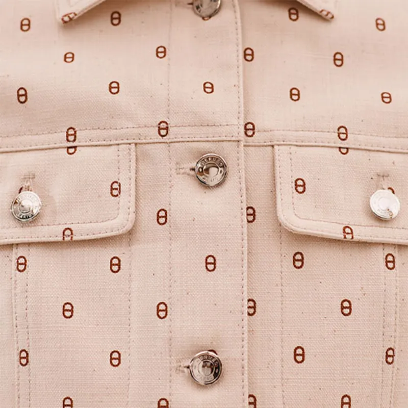 HERMES Denim Jacket Women's Gray White-3