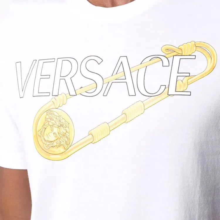 VERSACE Safety Pin Logo T Shirt-4