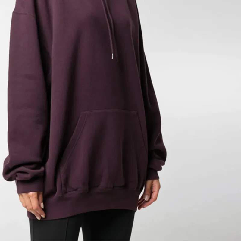 Balenciaga Women's Oversized Logo Print Hoodie Eggplant-5