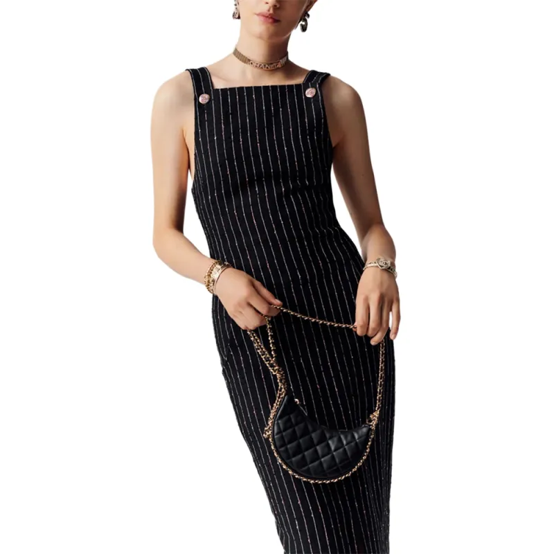 CHANEL Camisole Sleeveless Dress Women's Black-3