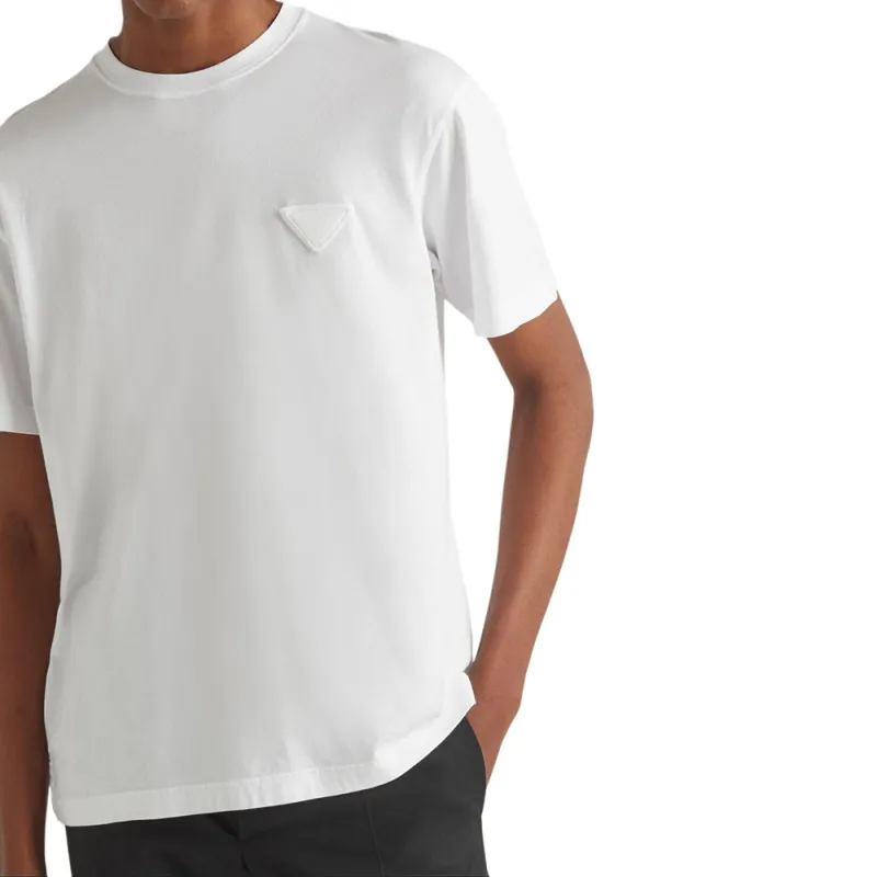 PRADA Triangle logo Cotton T shirt-5