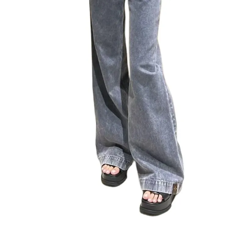 LOUIS VUITTON Washed Denim Wide Leg Jeans-2