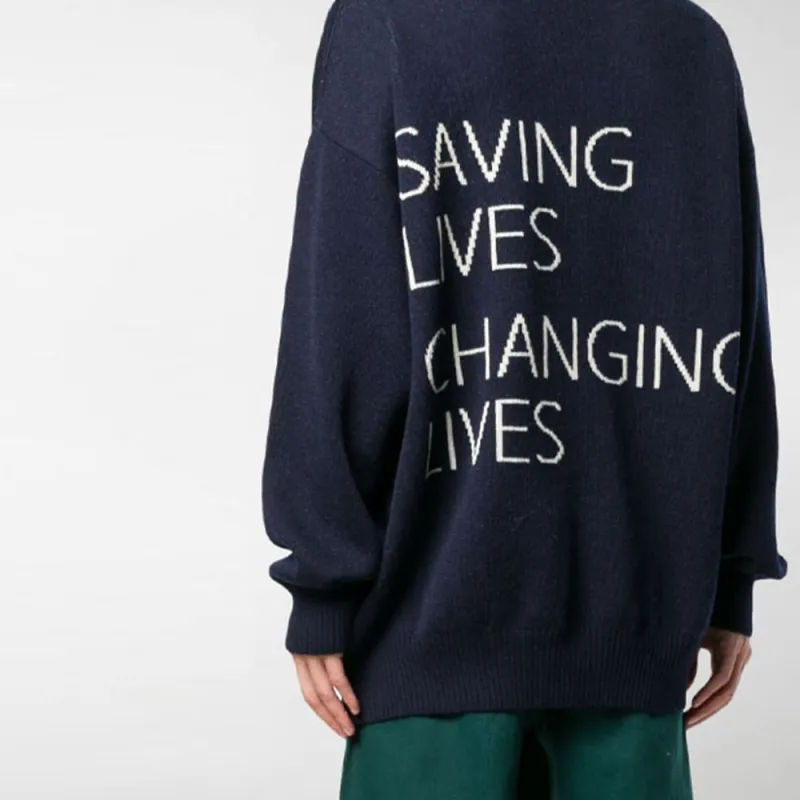 Balenciaga x SHIJIELIANGSHIJIHUASHU Sweater Regular Fit Men's Marine Blue-5