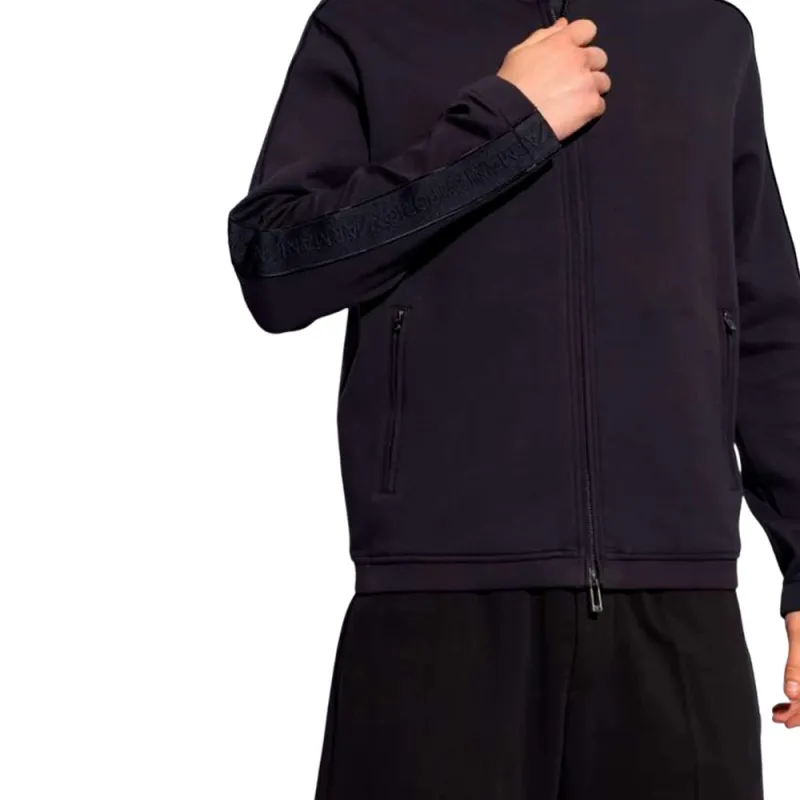 EMPORIO ARMANI Logo Embroidered High Neck Zipped Sweatshirt-3