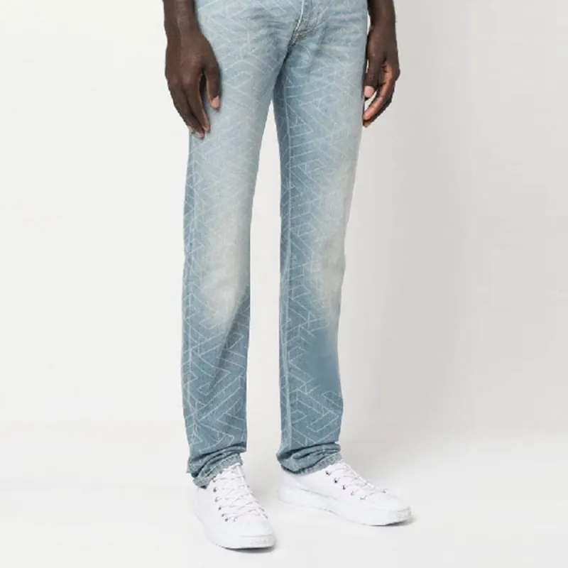VERSACE Geometric print Washed Jeans-2