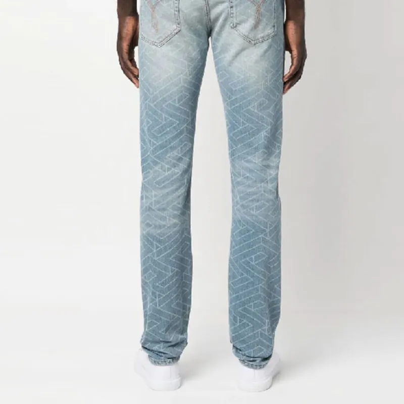 VERSACE Geometric print Washed Jeans-1