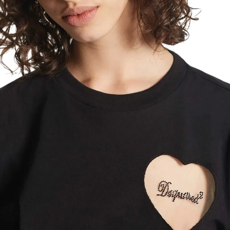 DSQUARED 2 Heart Tulle Detailed T Shirt-4
