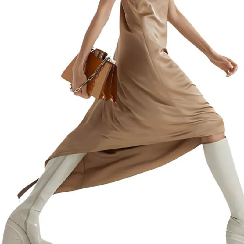 FENDI SS23 Sleeveless Dress Women's Brown-3