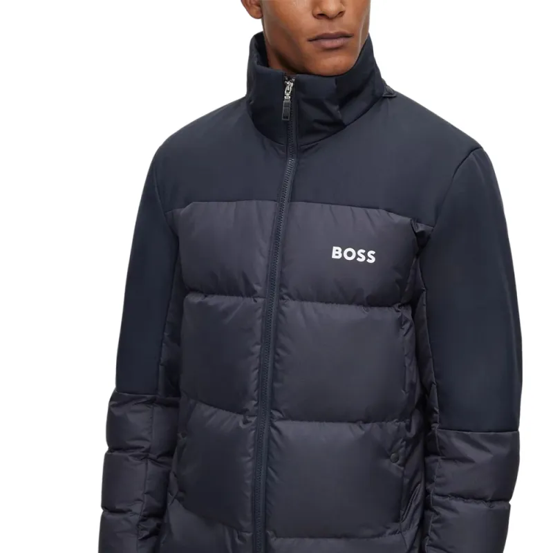 HUGO BOSS Regular Fit Water Repellent Down Jacket With Logo Detail Jackets Coats Men's Dark Blue-5