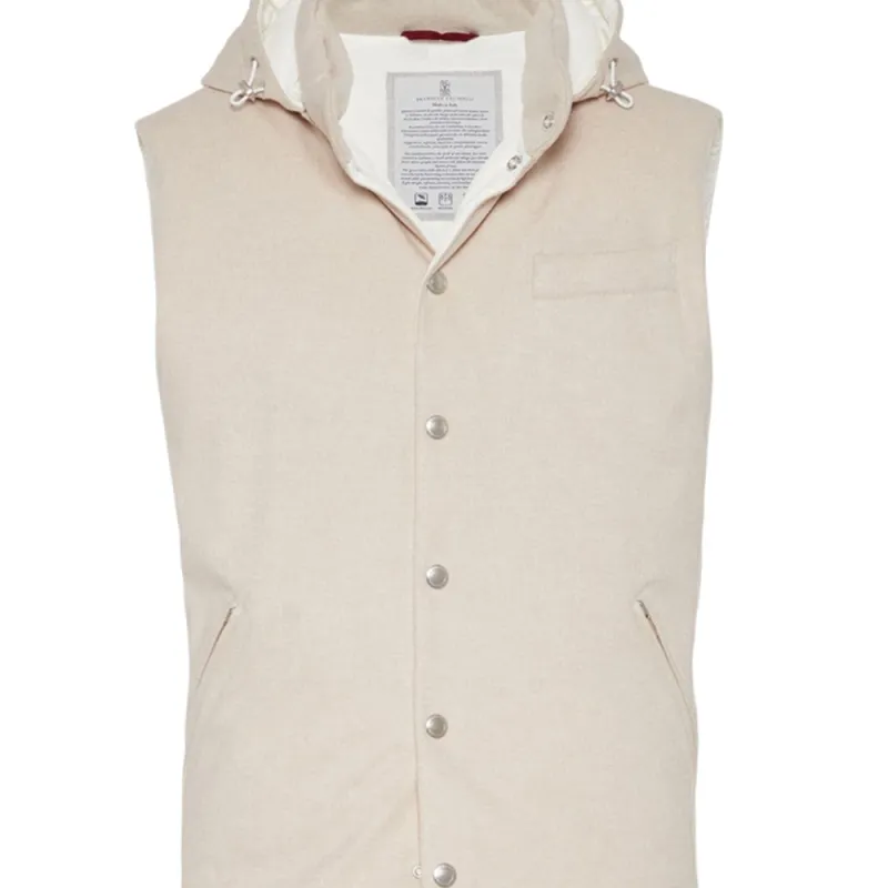 Brunello Cucinelli Flannel Hooded Down Vest-6