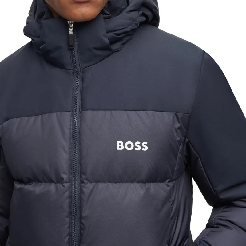 HUGO BOSS Regular Fit Water Repellent Down Jacket With Logo Detail Jackets Coats Men's Dark Blue-4