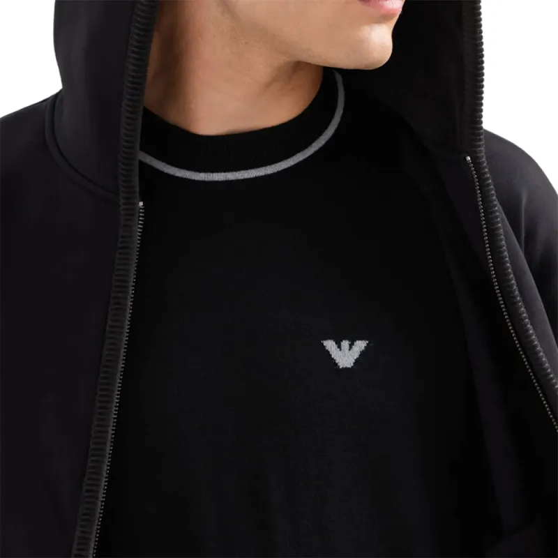 EMPORIO ARMANI Logo Embroidered Zip Up Hoodie-4
