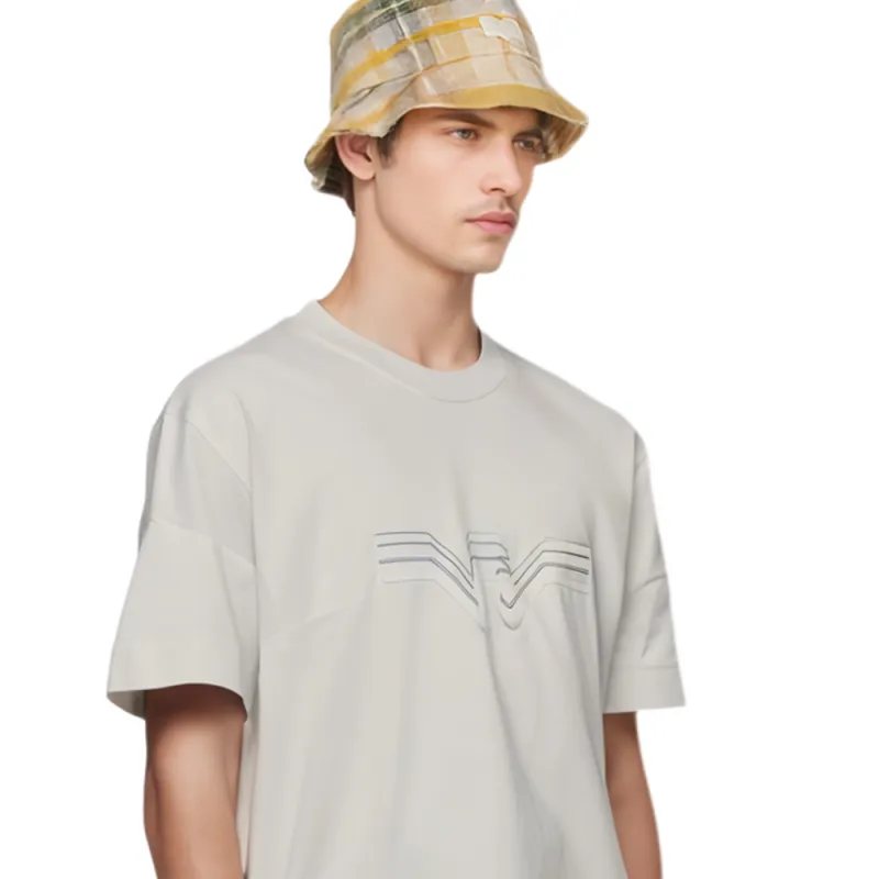 EMPORIO ARMANI Textured Gradient Eagle Heavy Jersey T Shirt-3