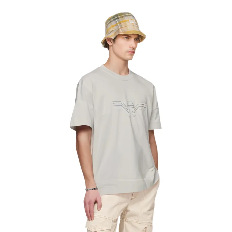 EMPORIO ARMANI Textured Gradient Eagle Heavy Jersey T Shirt-2