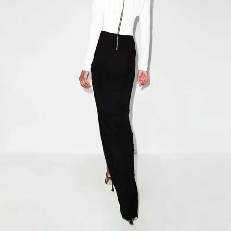 BALMAIN FW21 Long-Sleeved Dresses Women's Black White-3