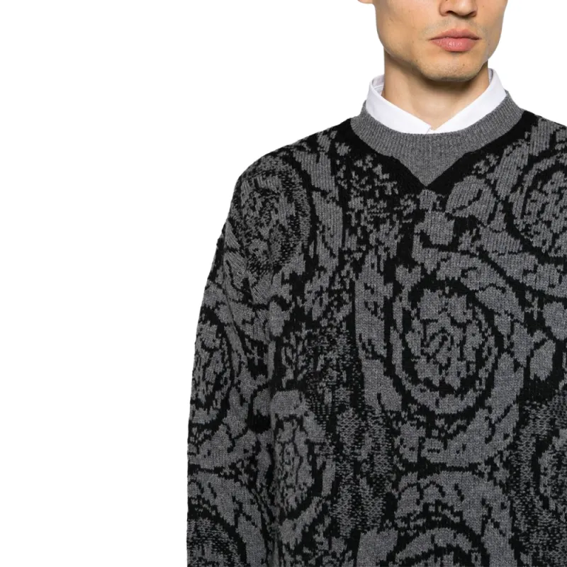 VERSACE Barocco Intarsia Crewneck Jumper-6