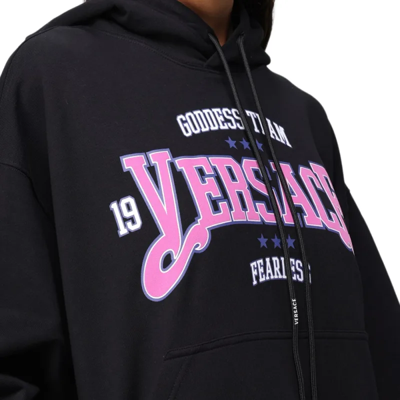 VERSACE Logo Printed Drawstring Hoodie-4