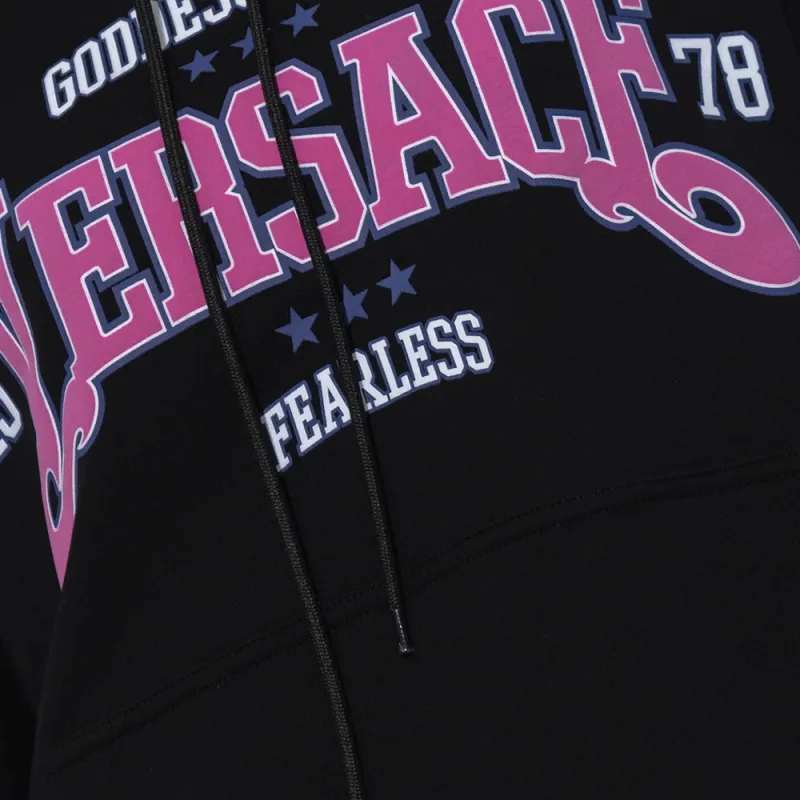 VERSACE Logo Printed Drawstring Hoodie-5