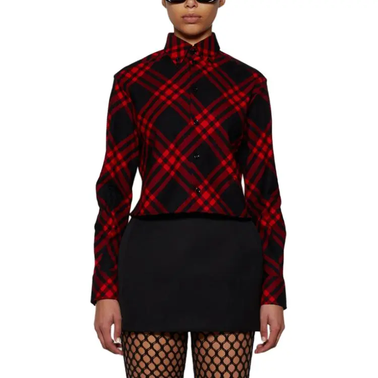 Burberry Plaid Long Sleeve Shirt 'Cranberry'-2