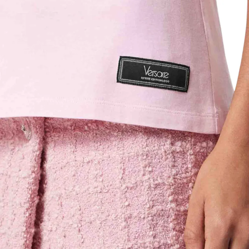 VERSACE Logo Embroidered Crewneck T Shirt-3