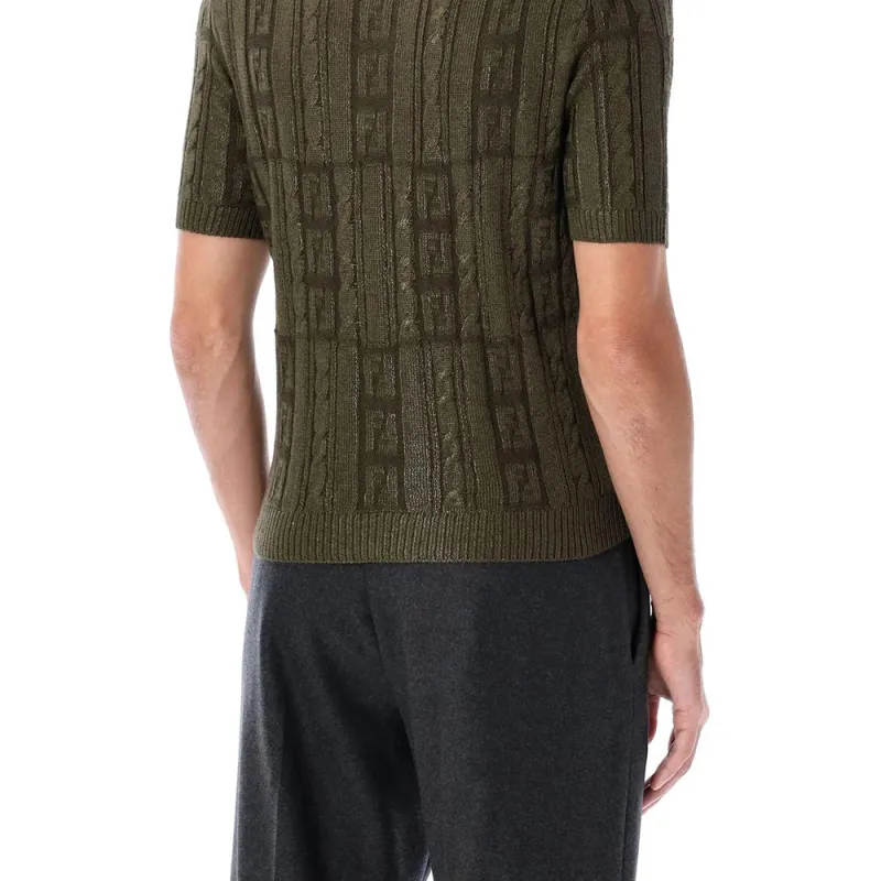 FENDI Short Sleeved Knitted Polo Shirt-5