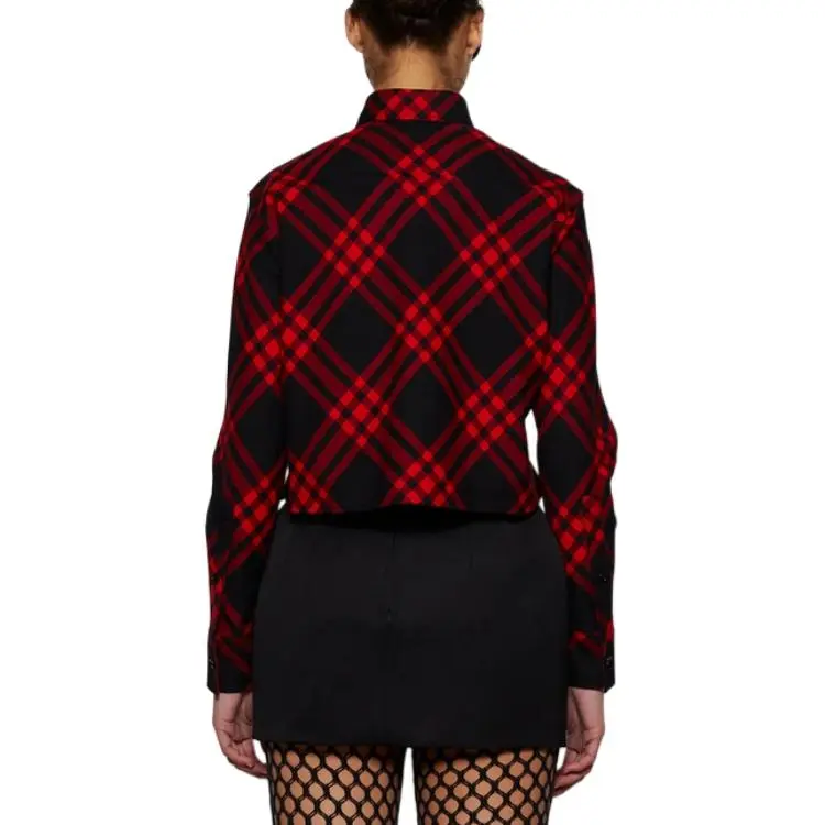 Burberry Plaid Long Sleeve Shirt 'Cranberry'-3