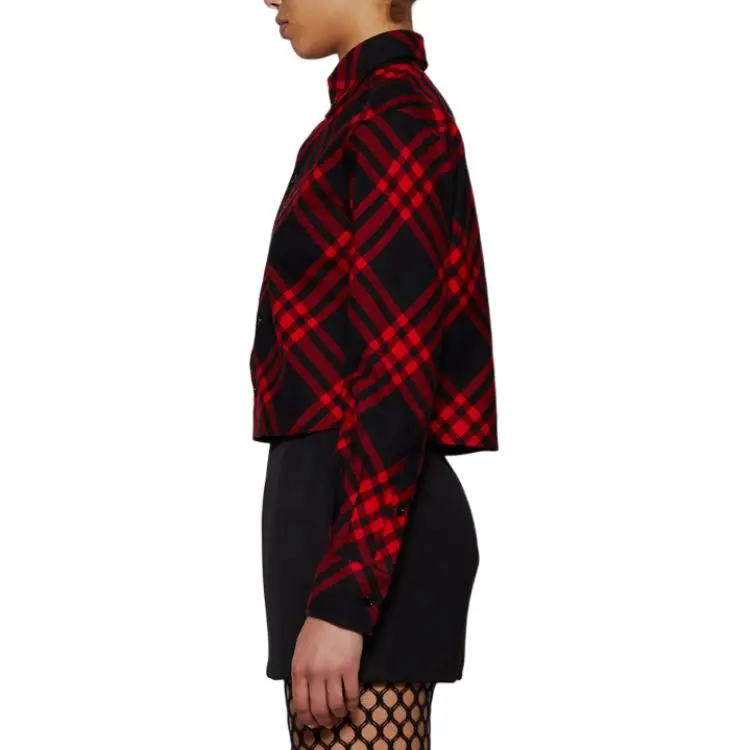 Burberry Plaid Long Sleeve Shirt 'Cranberry'-4