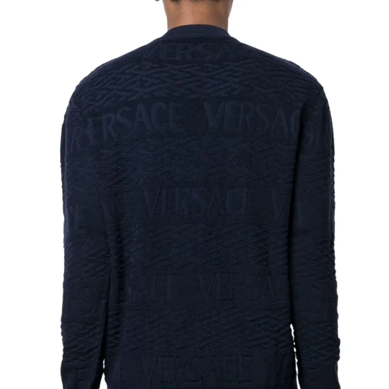 VERSACE Logo Jacquard Crewneck Sweater-7