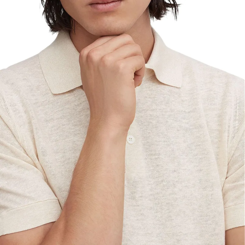 Brunello Cucinelli Short Sleeved Ribbed Knit Polo Shirt-5
