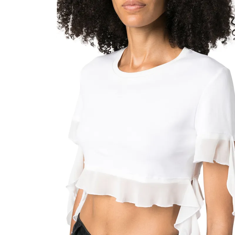 Blumarine Drop Shoulder Sleeve T Shirt Women's White-3