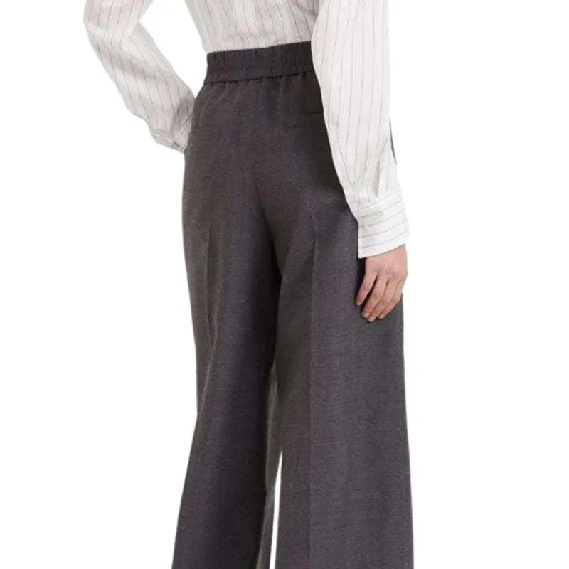 Brunello Cucinelli High Waist Elastic Waist Wide Leg Trousers-5