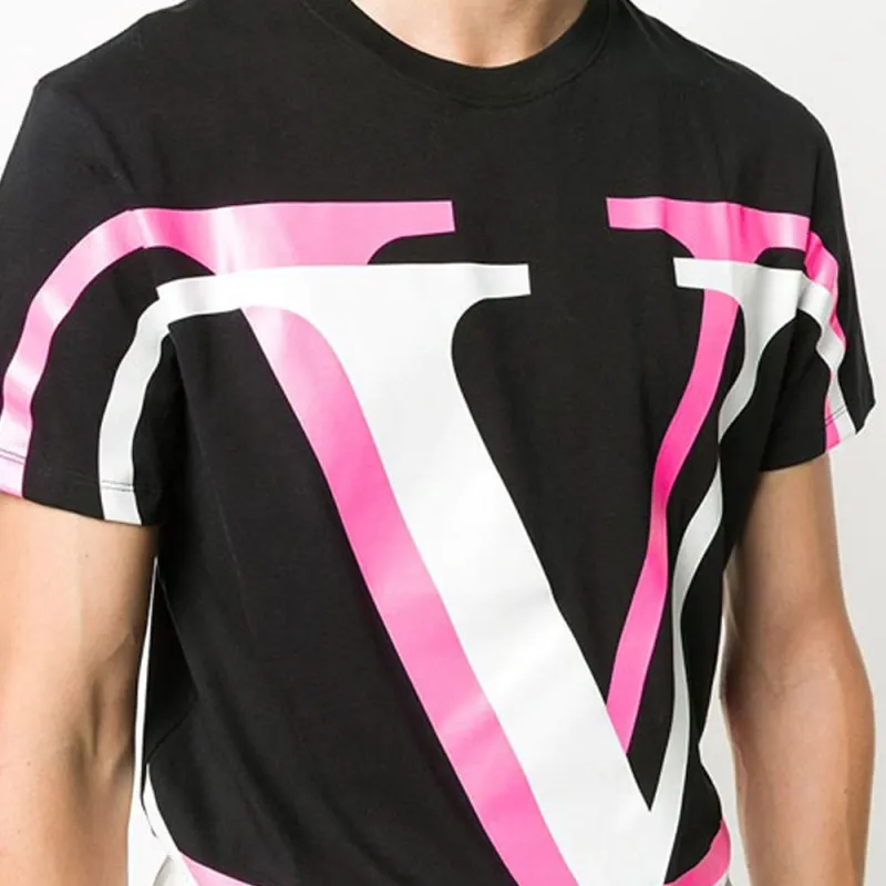 Valentino T-Shirts Men Black Pink-3