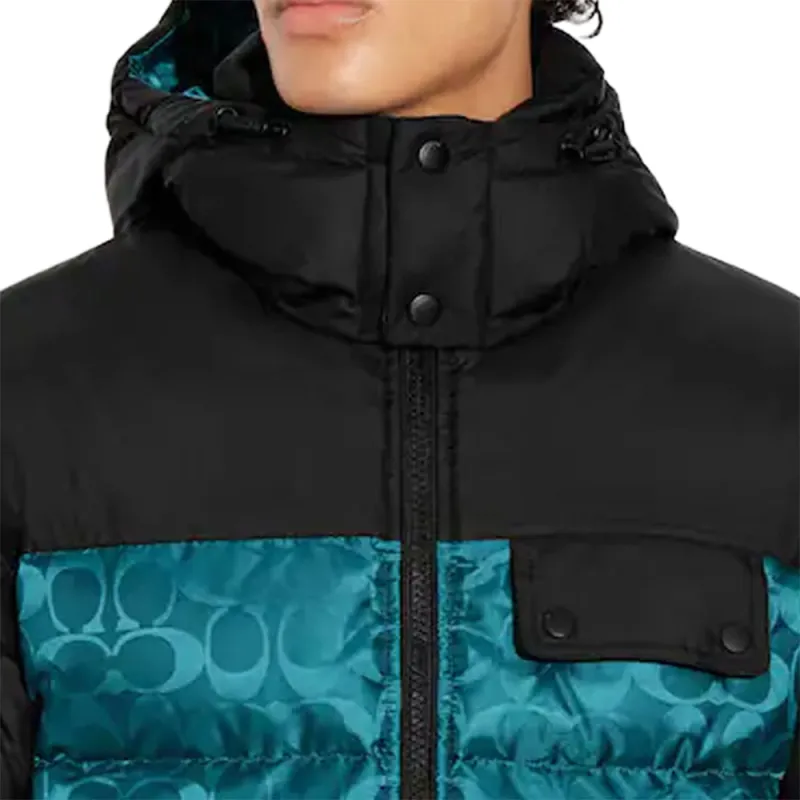 COACH FW22 Down Jacket Men's Black Green-1