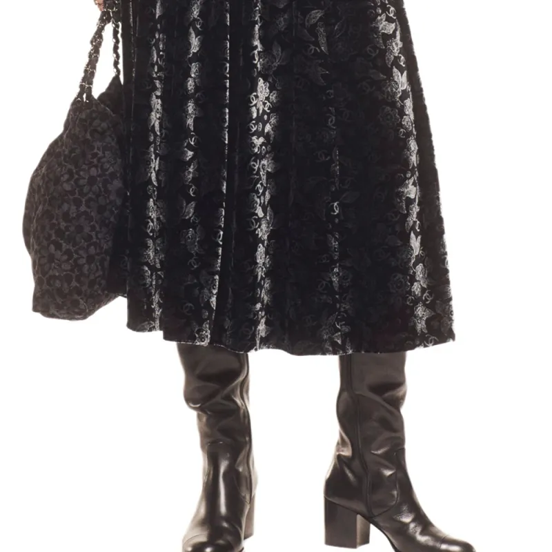 CHANEL FW24 Casual Long Skirts Women's Black-1