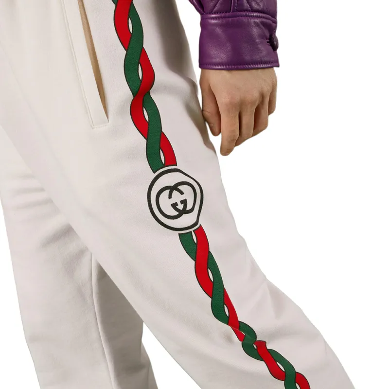 GUCCI Love Parade SS22 Knitted Sports Pants Men's White-3