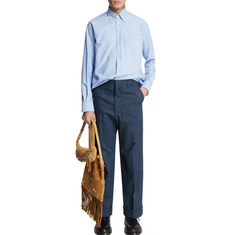 Valentino Pleat Detailed Straight Leg Jeans-4