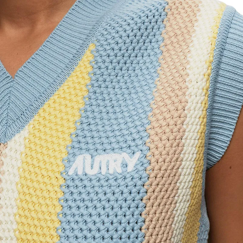 AUTRY Intarsia Knitted V Neck Vest-2