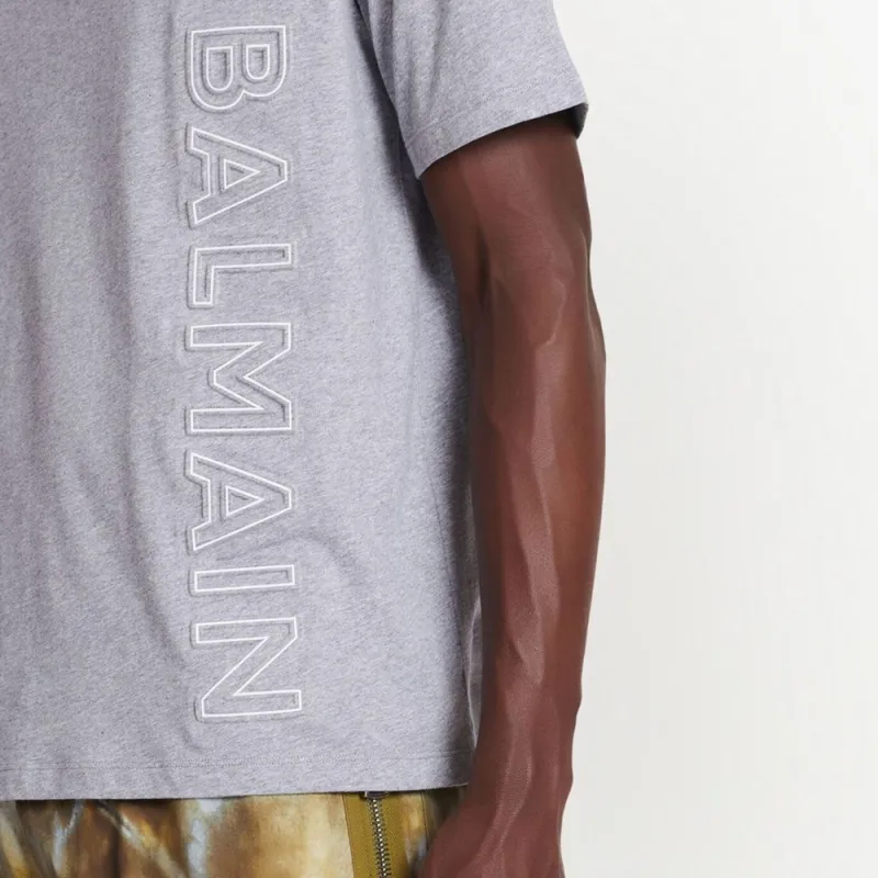 BALMAIN Logo embroidered Organic cotton T shirt-4