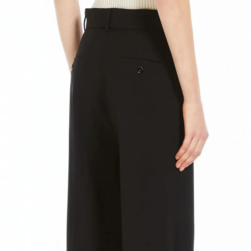 WEEKEND MaxMara Woollen Cloth Palazzo Trousers Casual Pants Women's Black-4