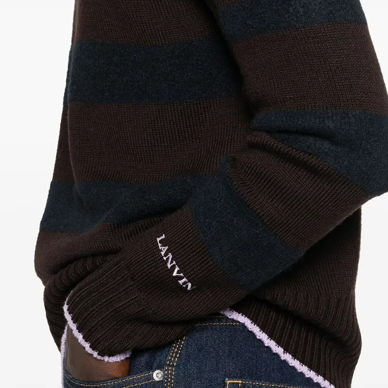 Lanvin Striped Mock Neck Knitted Jumper-4